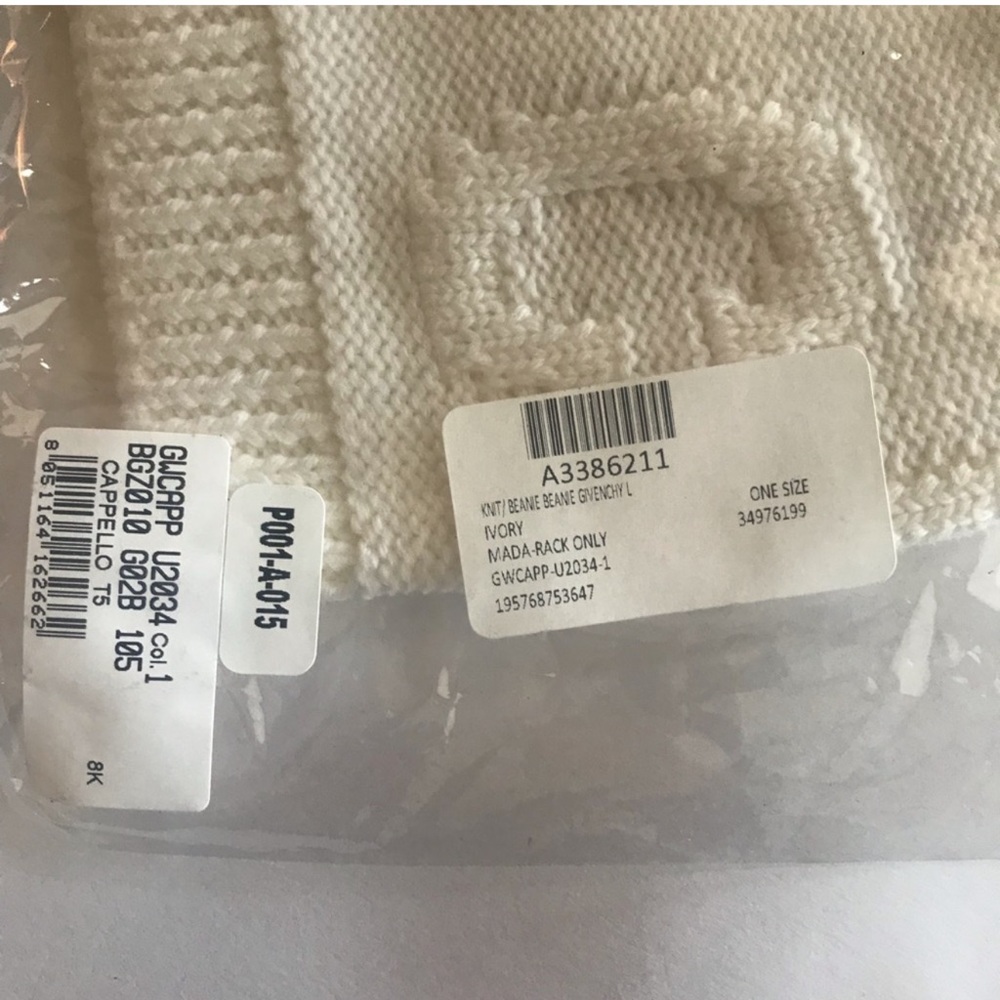 NWT Givenchy Tonal Raised Logo Jacquard Knit Wool Beanie Cream Off White - Picture 15 of 15